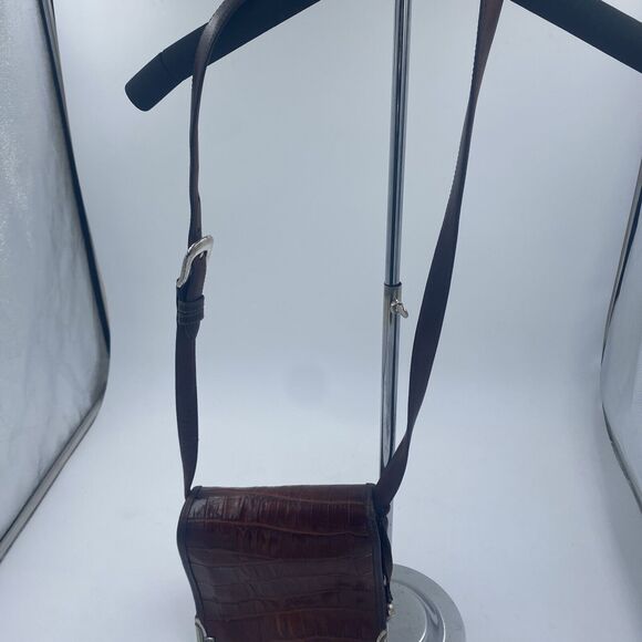 Vintage Brighton Leather Pebbled Brown Croc Embossed Shoulder Bag Purse - Picture 12 of 15